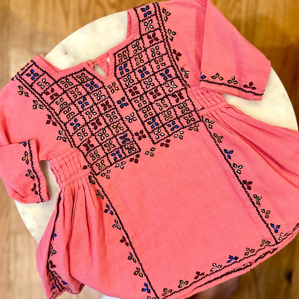 6-12m Pink Chicken Drews Embroidered Multicolor